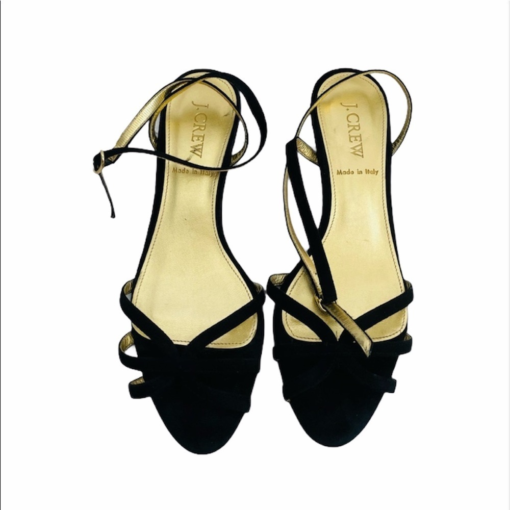 J. Crew Black Ankle Strap Sandal Heels 6.5 NWOB